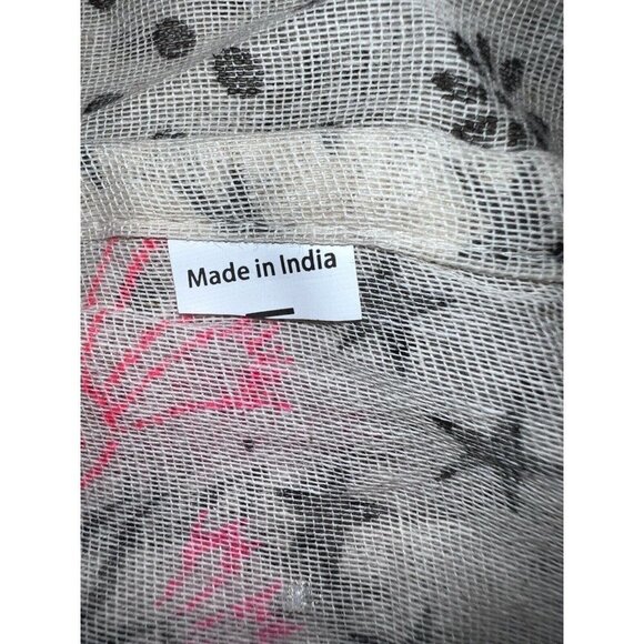 NWOT FREE PEOPLE Natural Linen Floral Neon Black Stars Print Large Tote … - Picture 6 of 6